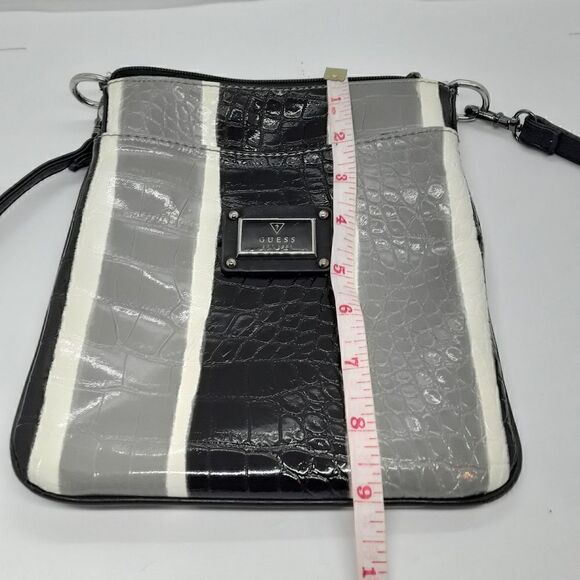 Guess Mini Crossbody Stripped White/Grey/Black Color - Picture 7 of 8